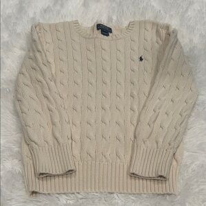 Ralph Lauren Boy’s Beige Cable Knit Crewneck Sweater